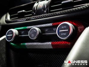 Alfa Romeo Giulia Air Conditioning Dash Bezel - Carbon Fiber - Italian Theme - Pre '20 - Feroce Carbon 